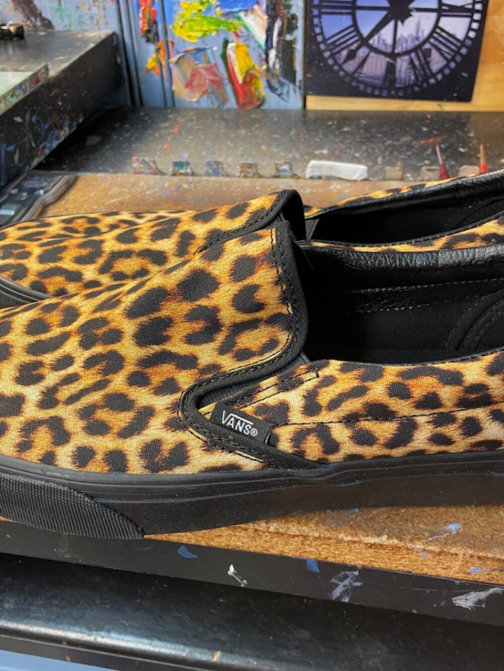 Vans Classic Slip On Leopard Black Size US 10.5 Men New VN000ED2YS5 Sneakers
